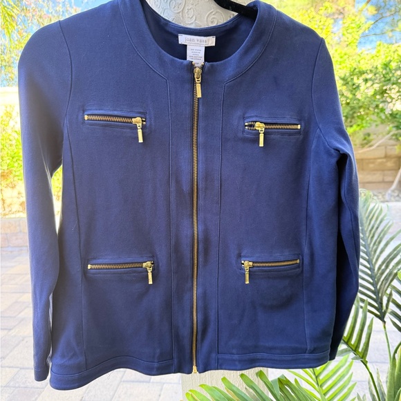 Joan Vass Jackets & Blazers - Joan Vass Navy Blazer with Gold Accents